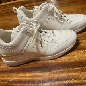 Michael Kors White Patent Georgia Knit Trainer Sneakers Size 9.5